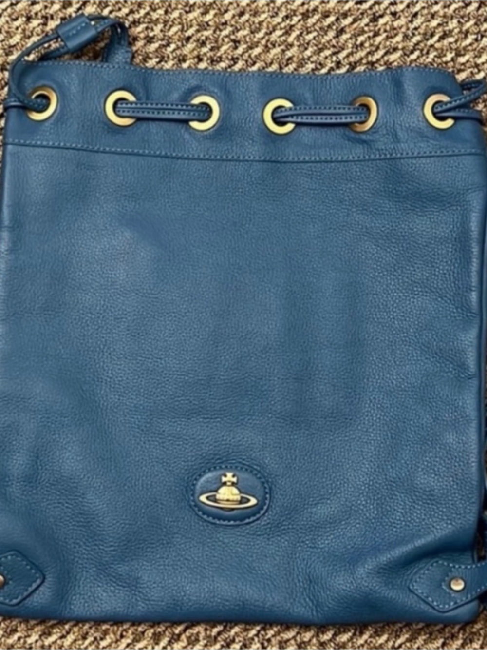 Vivianne Westwood Authentic Leather Backpack Bag With Gold Orb Hardware